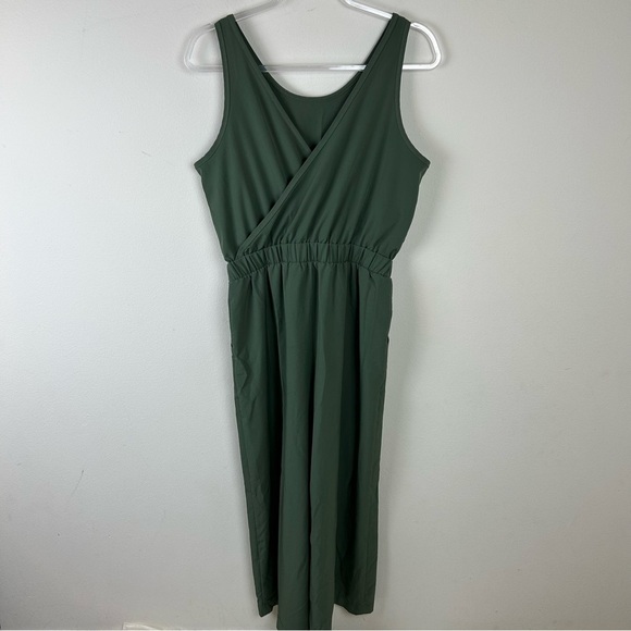 Calia by Carrie Underwood Wide Leg Overlap Olive Jumpsuit size: S - Picture 10 of 12